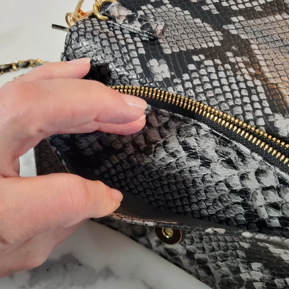 Bebe Purple Snakeskin Crossbody Bag